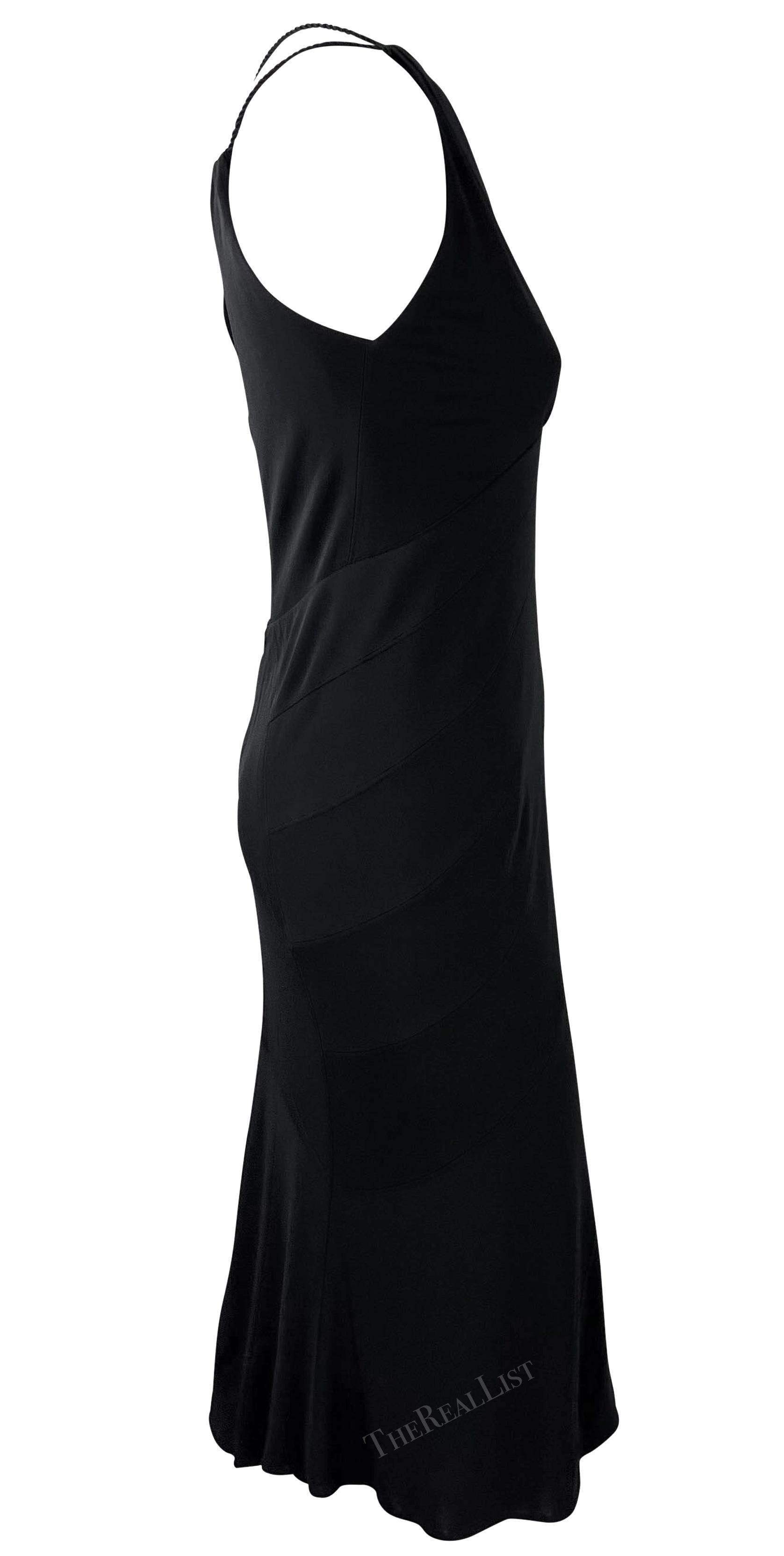 2005 Yigal Azrouel Vestido negro de tirantes de satén elástico con cuerpo en Bueno estado para la venta en West Hollywood, CA