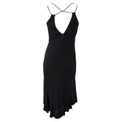 2005 Yigal Azrouel Vestito nero con cinturino in corda in raso stretch Bodycon