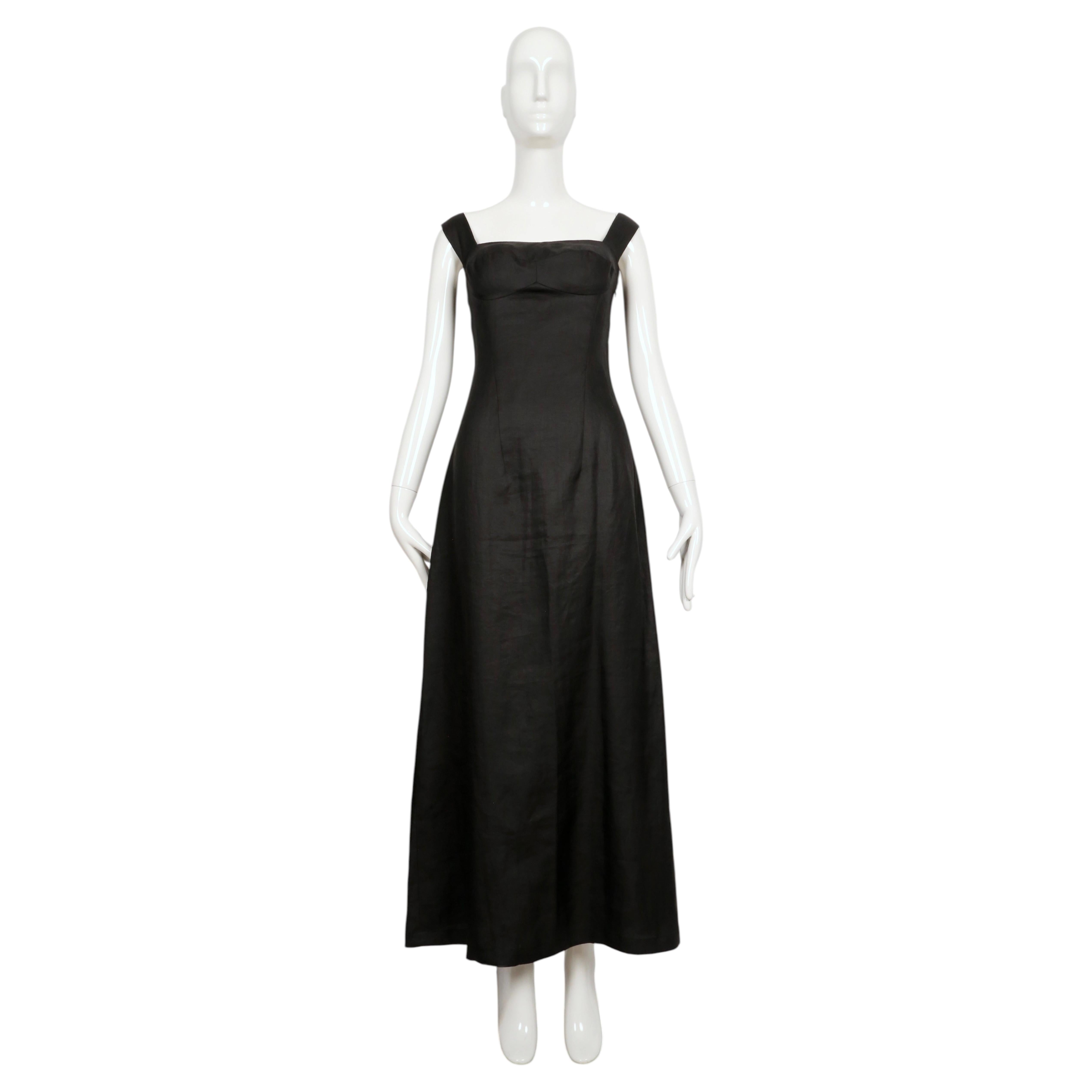 2005 YOHJI YAMAMOTO black ramie runway dress with padded bustier