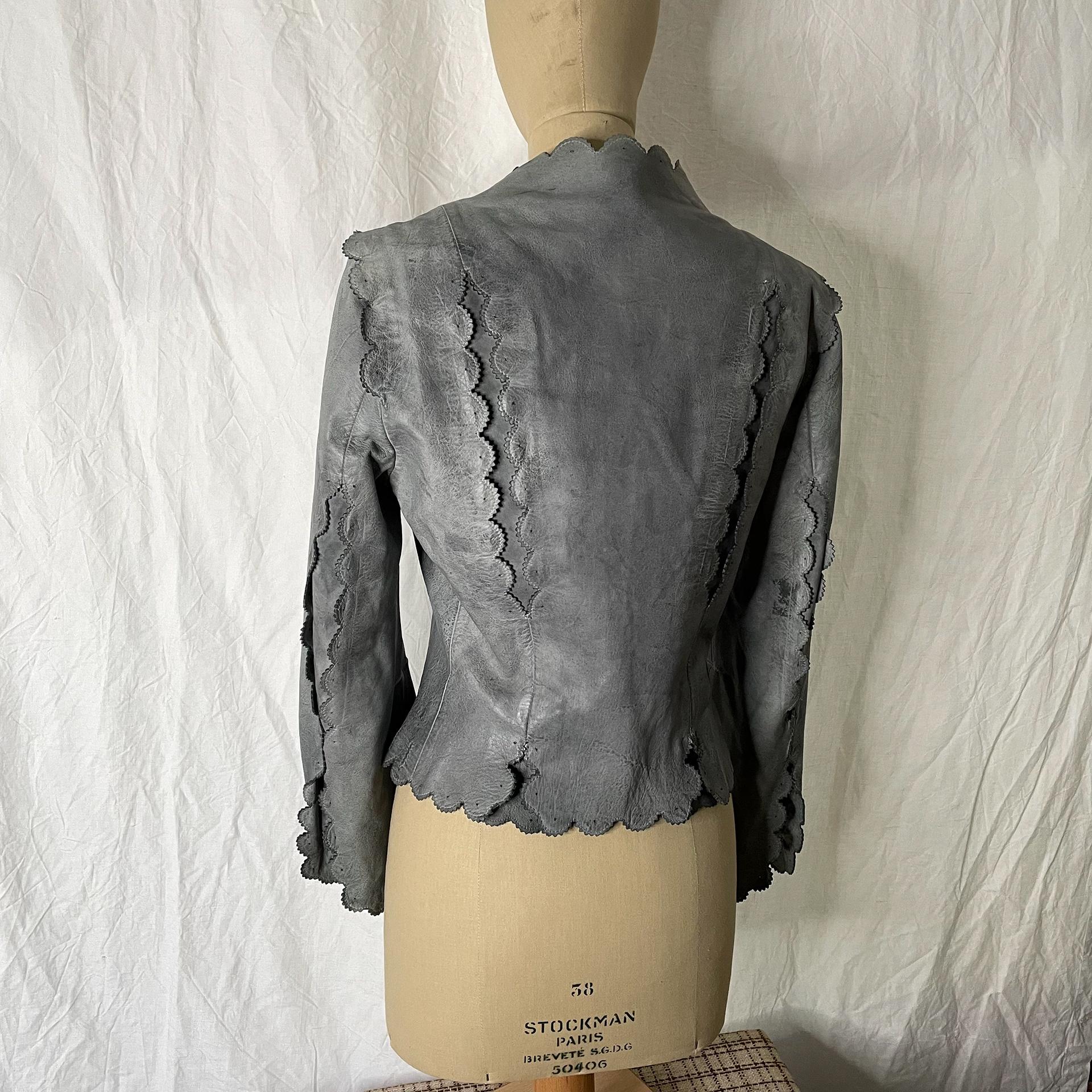 Gray 2006 Alexander McQueen Genuine Leather Jacket For Sale