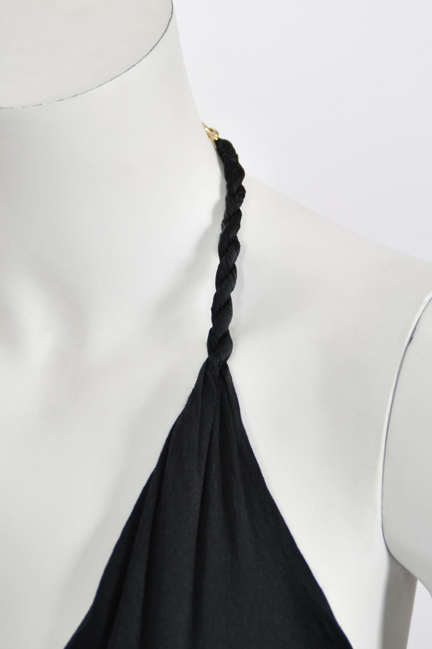 2006 Alexander McQueen Lifetime Black Silk Halter Bias-Cut Tiered Ruffle Gown 5