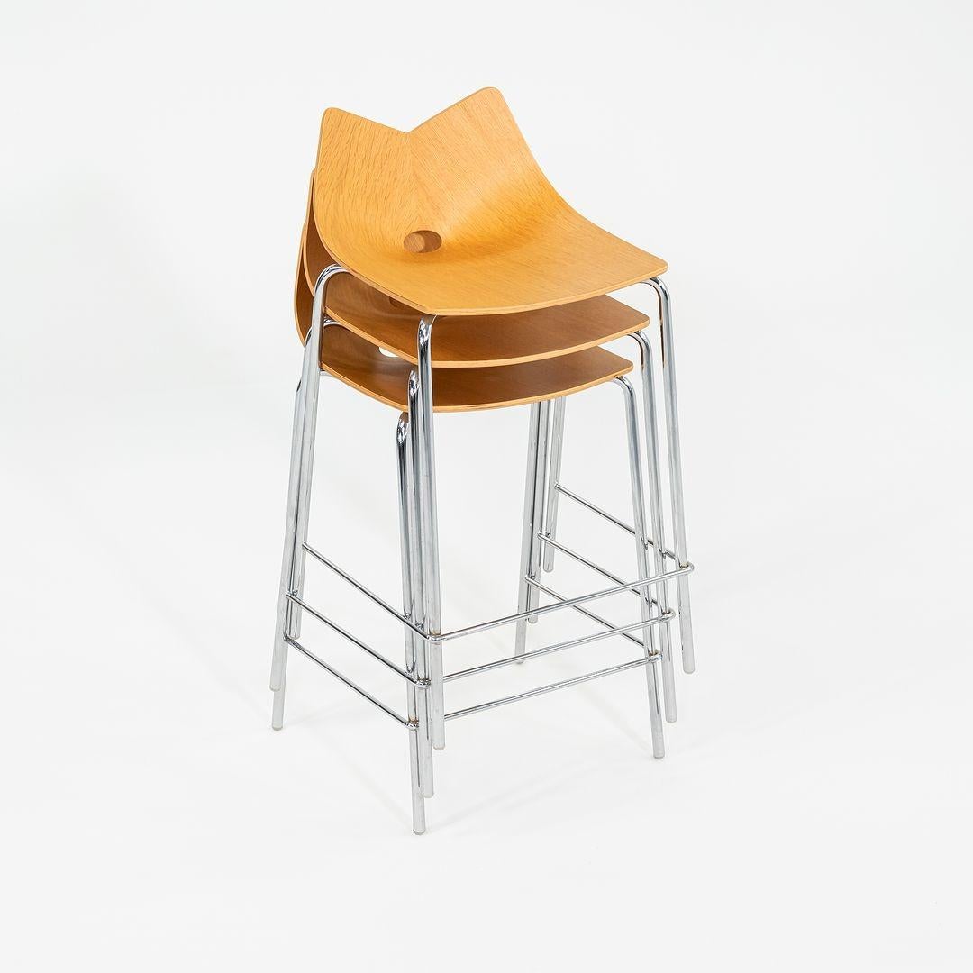2006 Allermuir Limited Counter Stool in Oak Wood and Chromed Steel 12x Available For Sale 6