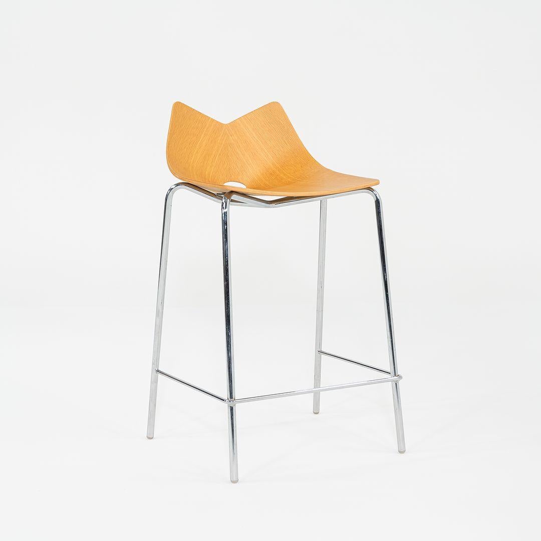 Modern 2006 Allermuir Limited Counter Stool in Oak Wood and Chromed Steel 12x Available For Sale