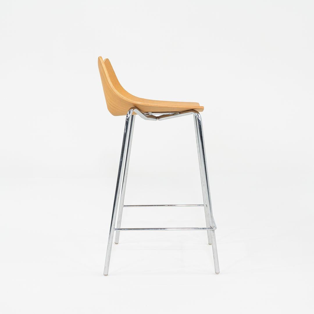 British 2006 Allermuir Limited Counter Stool in Oak Wood and Chromed Steel 12x Available For Sale