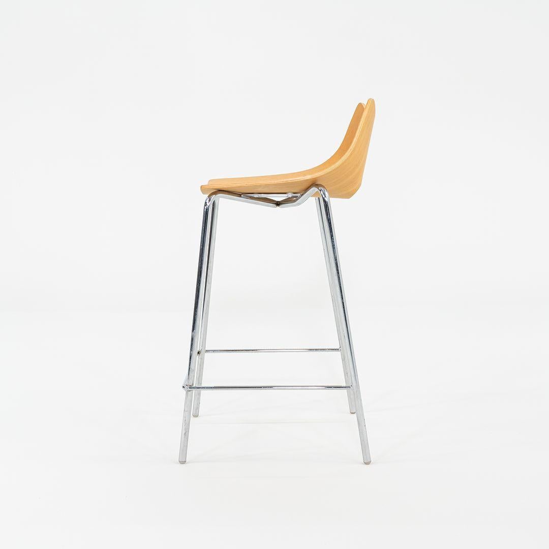 2006 Allermuir Limited Counter Stool in Oak Wood and Chromed Steel 12x Available In Good Condition For Sale In Philadelphia, PA