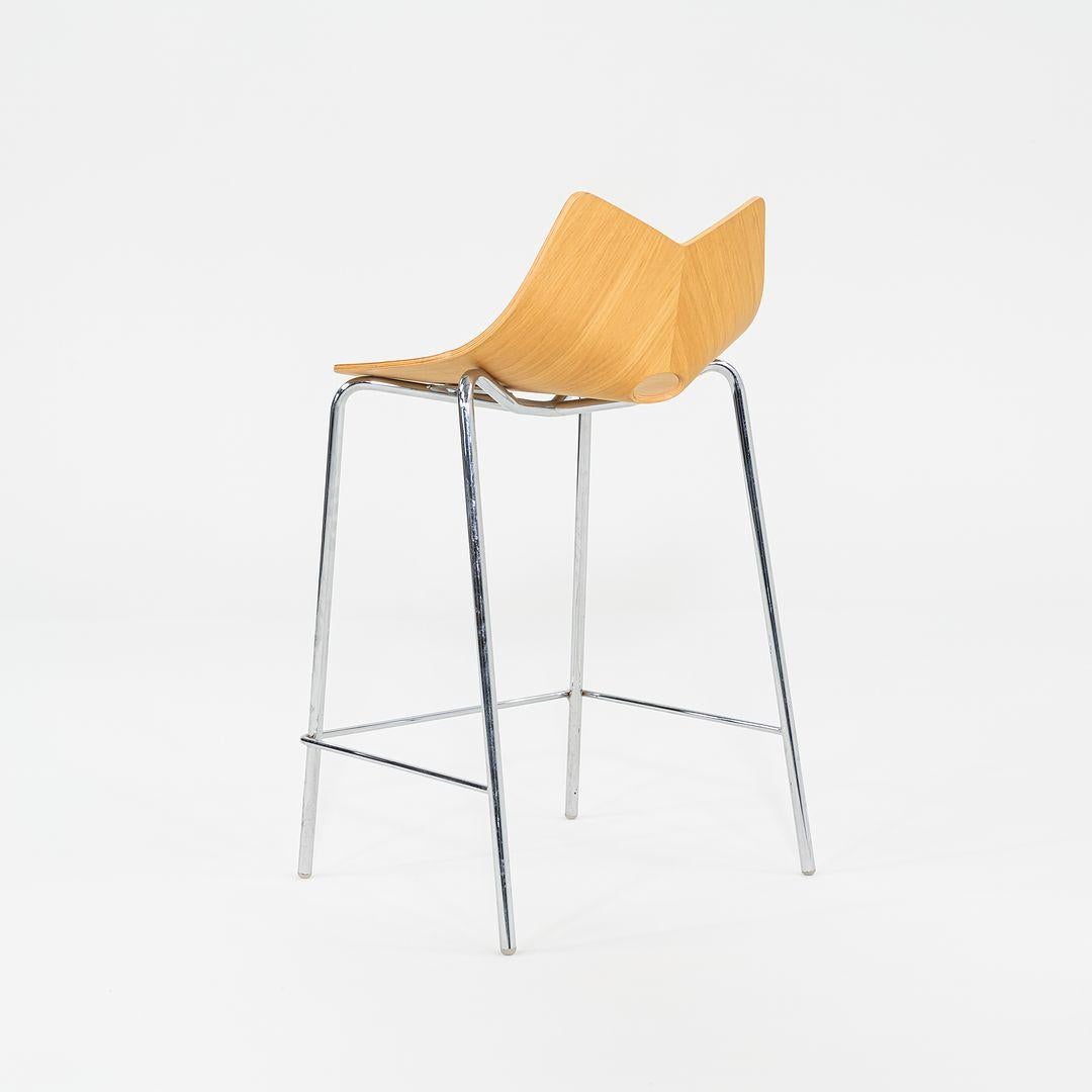 2006 Allermuir Limited Counter Stool in Oak Wood and Chromed Steel 12x Available For Sale 1