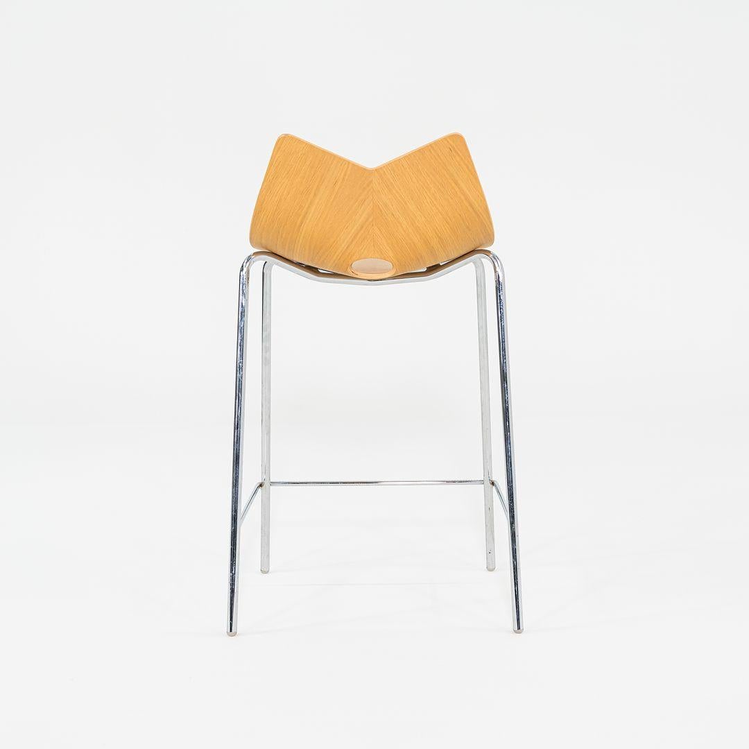2006 Allermuir Limited Counter Stool in Oak Wood and Chromed Steel 12x Available For Sale 2