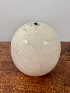 2006 American Raku Studio Pottery Sculptural White Bud Vase by Andy Smith