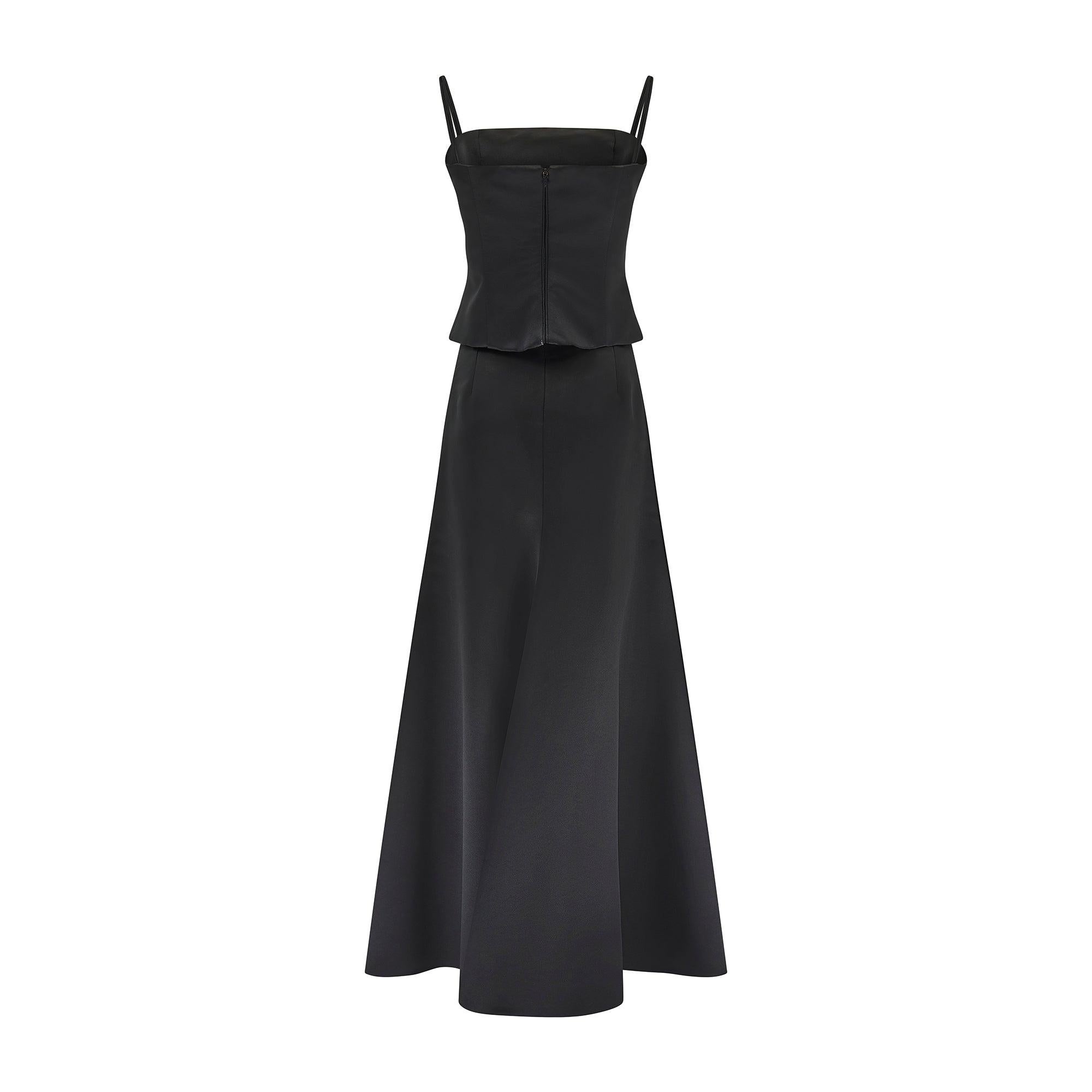 2006 Armani Collezioni Black Satin Bustier Top and Maxi-Skirt In Excellent Condition For Sale In London, GB