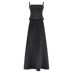 2006 Armani Collezioni Black Satin Bustier Top and Maxi-Skirt