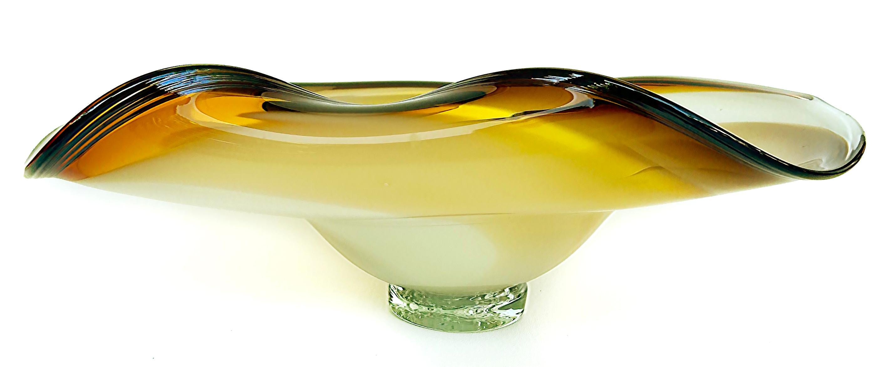 2006 Art Glass Centerpiece Bowl by John Nicholson Signed on Base, “The Wave”  For Sale 1