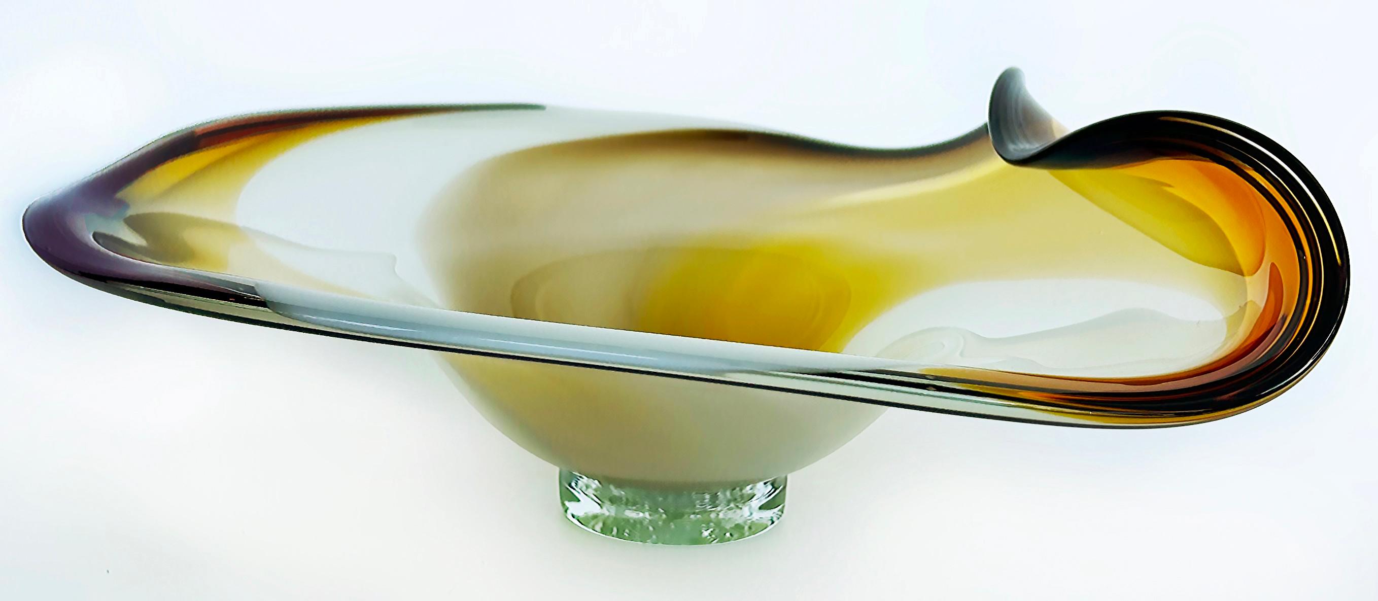 2006 Art Glass Centerpiece Bowl by John Nicholson Signed on Base, “The Wave”  For Sale 2