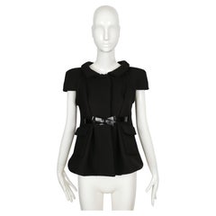 2006 BALENCIAGA Nicolas Ghesquiere black RUNWAY jacket with belt