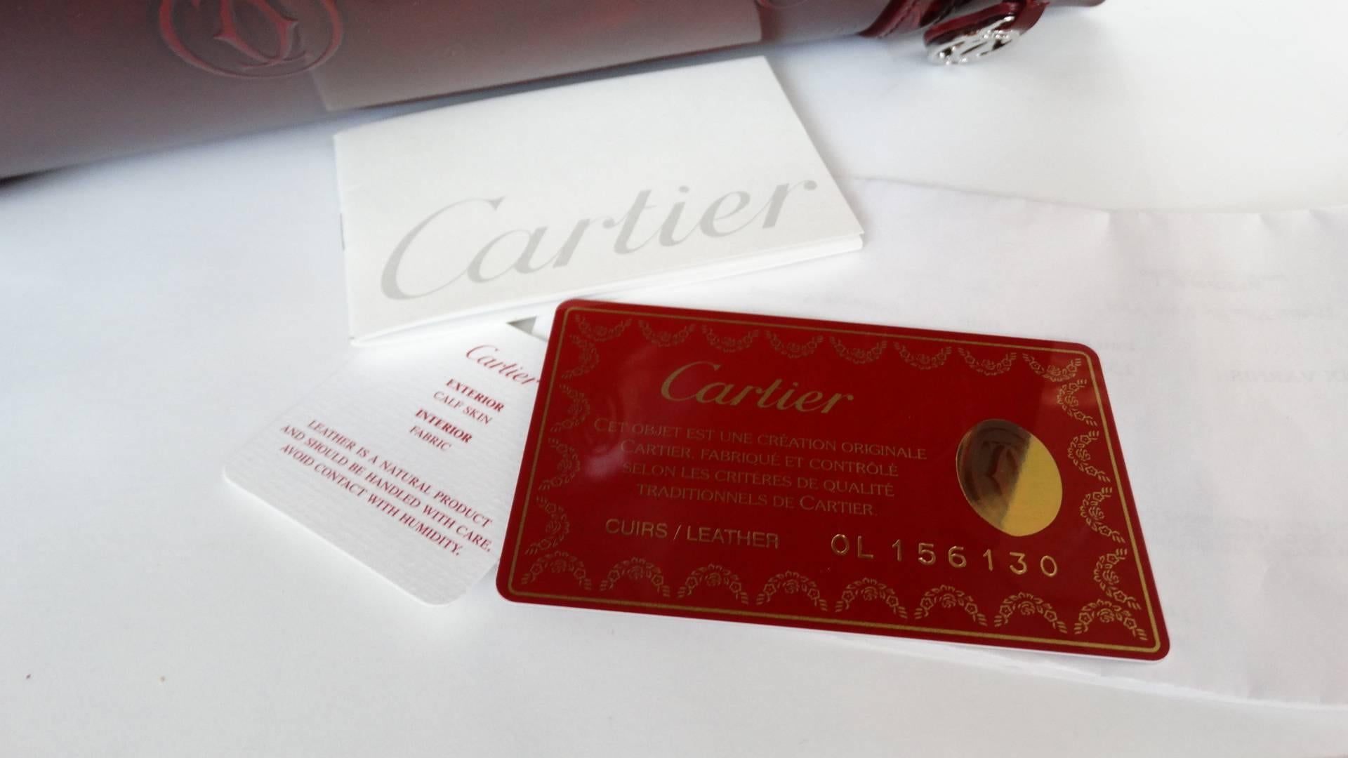 Brown 2006 Cartier Happy Birthday Bordeaux Embossed Patent Bag