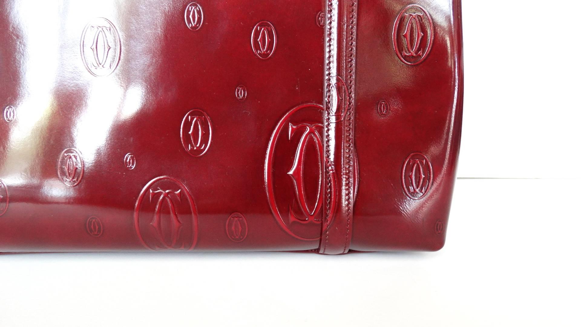 2006 Cartier Happy Birthday Bordeaux Embossed Patent Bag In Excellent Condition In Scottsdale, AZ