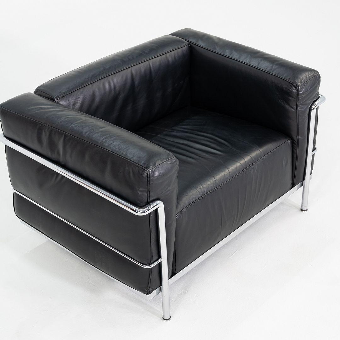 2006 Cassina Le Corbusier Jeanneret Perriand LC3 Club Lounge Chairs in Leather For Sale 4