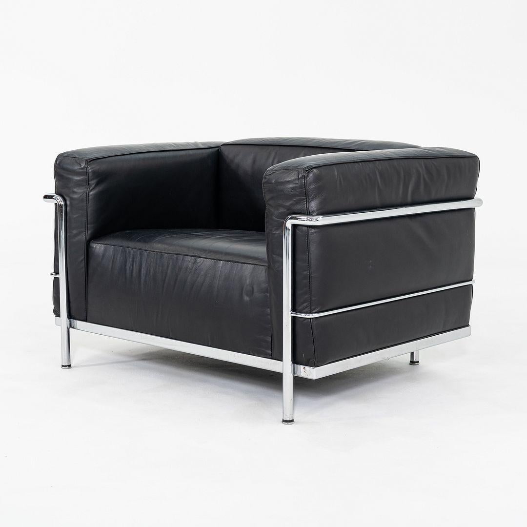 Italian 2006 Cassina Le Corbusier Jeanneret Perriand LC3 Club Lounge Chairs in Leather For Sale
