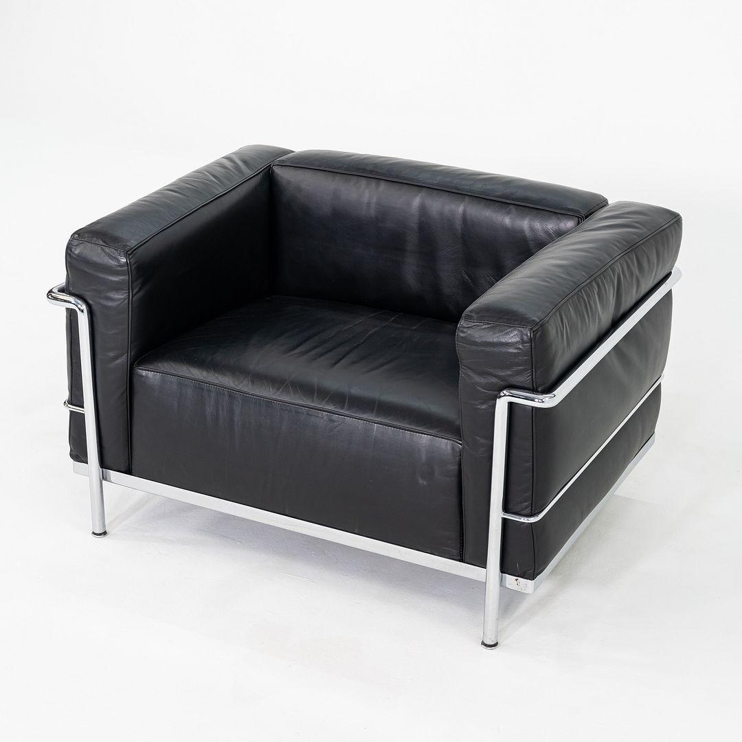 Contemporary 2006 Cassina Le Corbusier Jeanneret Perriand LC3 Club Lounge Chairs in Leather For Sale