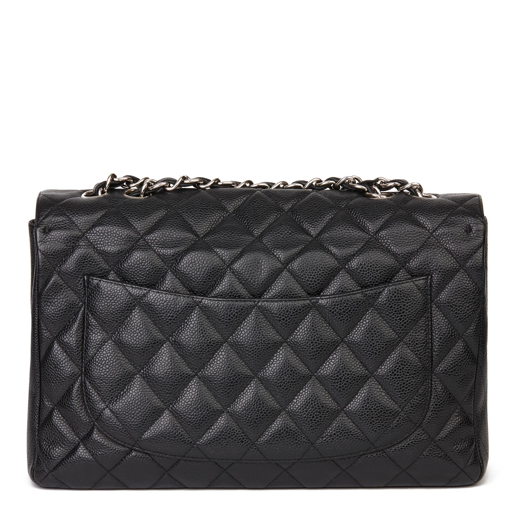 Women's 2006 Chanel Black Caviar Leather Jumbo  Classic Single Flap Bag 