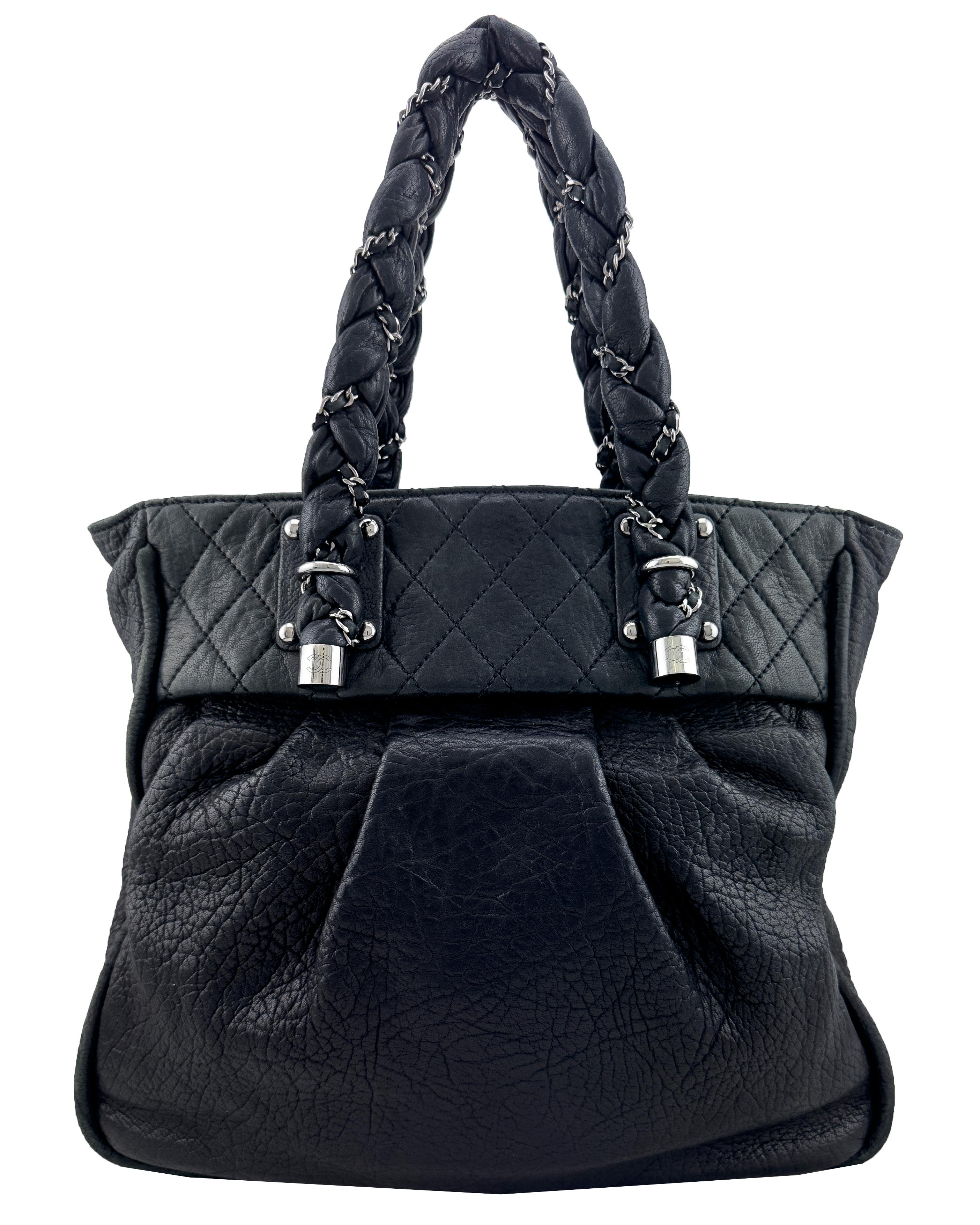 2006 Chanel Black Leather Lady Braid Tote Bag In Good Condition For Sale In Toronto, Ontario