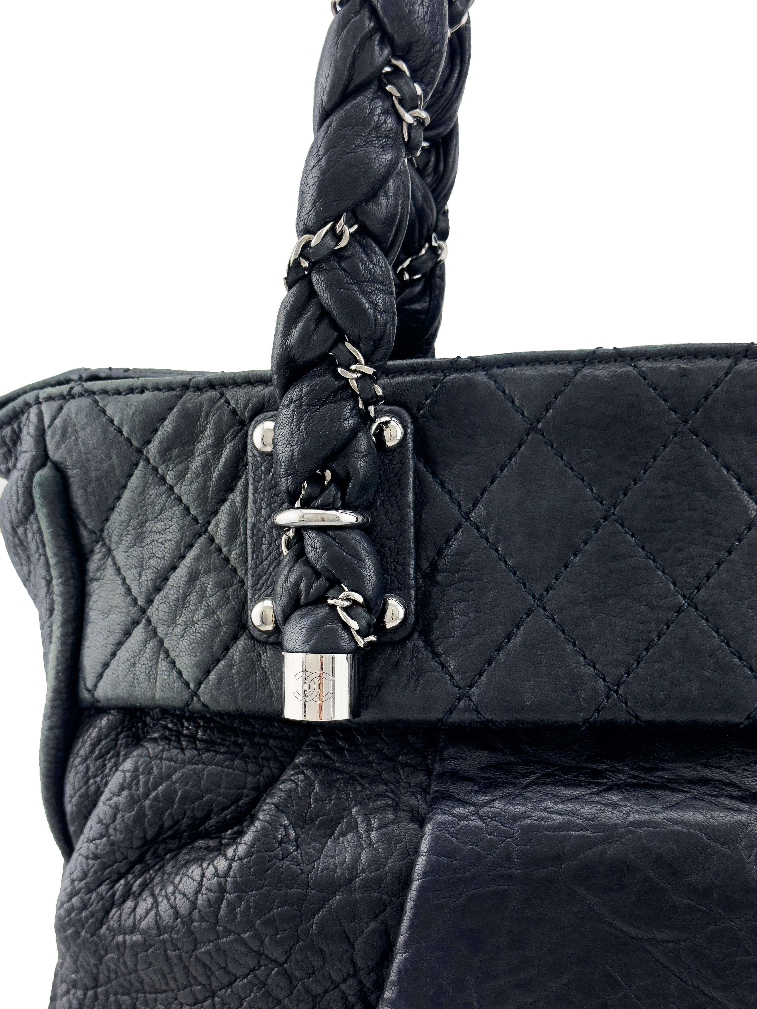 2006 Chanel Black Leather Lady Braid Tote Bag For Sale 1