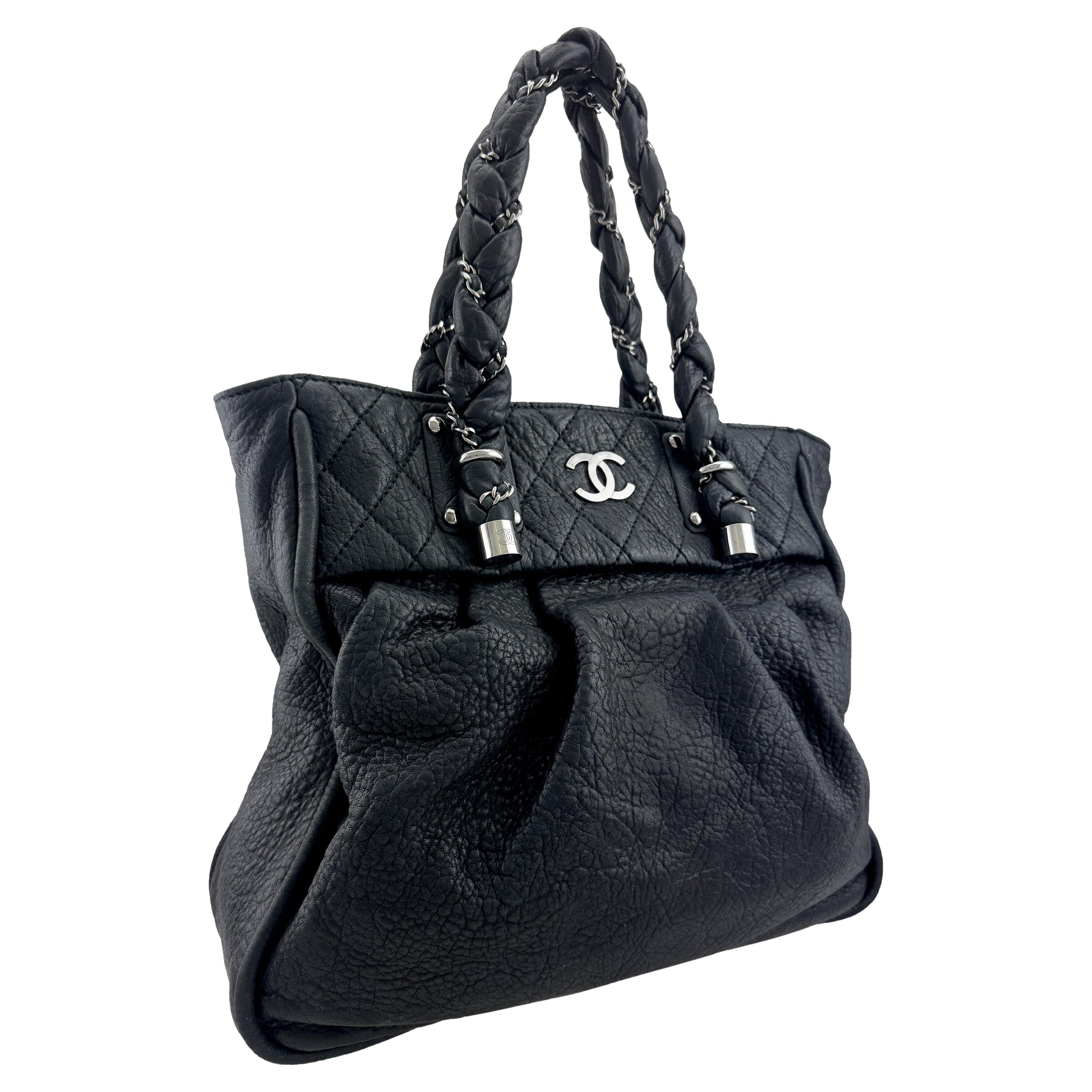 2006 Chanel Black Leather Lady Braid Tote Bag For Sale