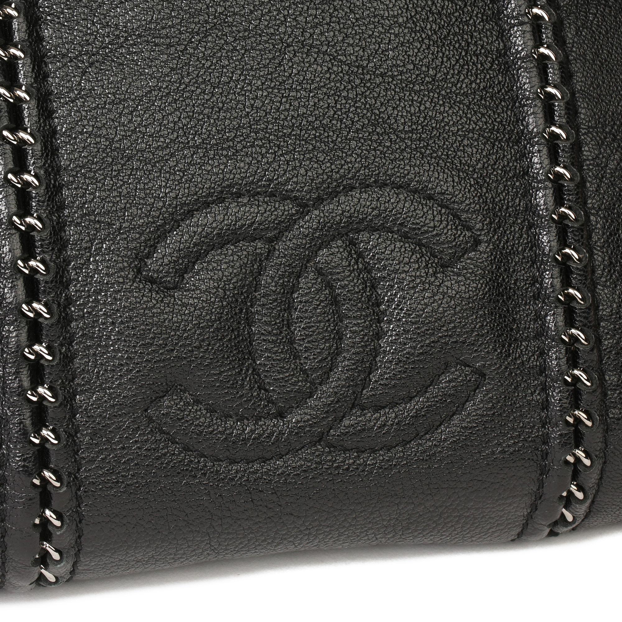 2006 Chanel Black Metallic Dearskin Leather Luxe Ligne Tote  3