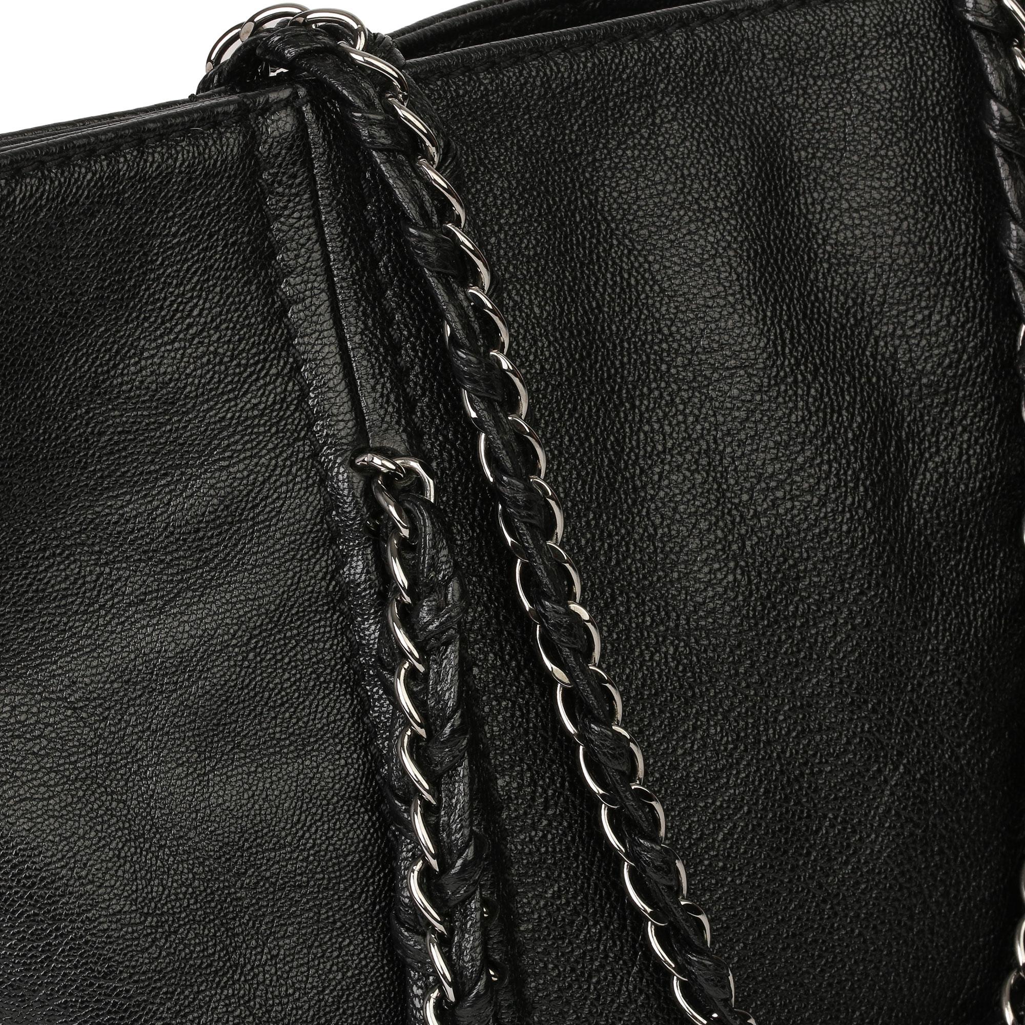 2006 Chanel Black Metallic Dearskin Leather Luxe Ligne Tote  4