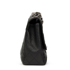 2006 Chanel Black Quilted Caviar Leather Jumbo Classic SingleFlap Bag