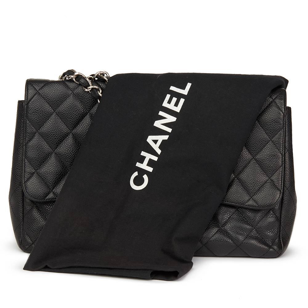 2006 Chanel Black Quilted Caviar Leather Jumbo Classic SingleFlap Bag 2