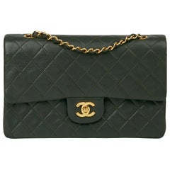 2006 Chanel Khaki Quilted Lambskin Vintage Medium Classic Double Flap Bag 