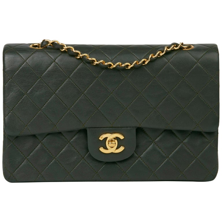 2006 Chanel Khaki Quilted Lambskin Vintage Medium Classic Double Flap Bag  at 1stDibs