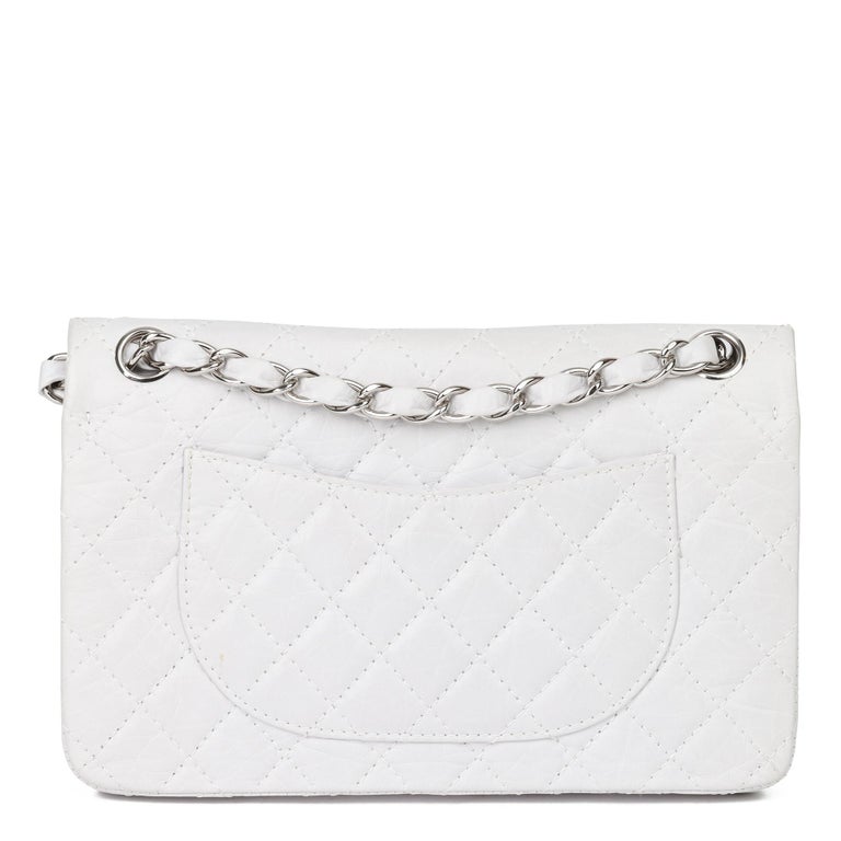 2006 Chanel Pale Grey Aged Quilted Calfskin Leather Medium Double Flap ...