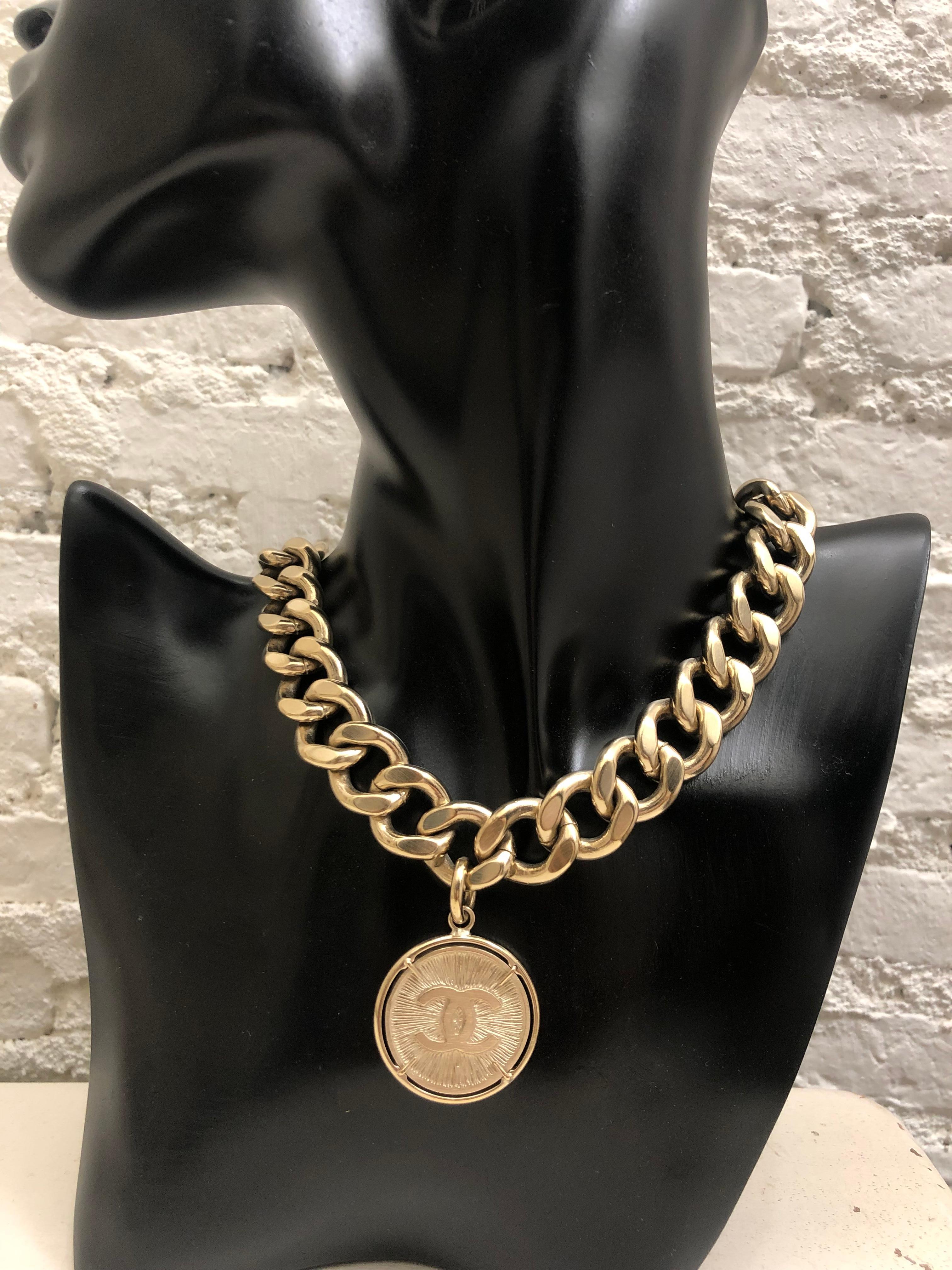 2006 CHANEL Short Chunky Chain Necklace Champagne Unisex 3