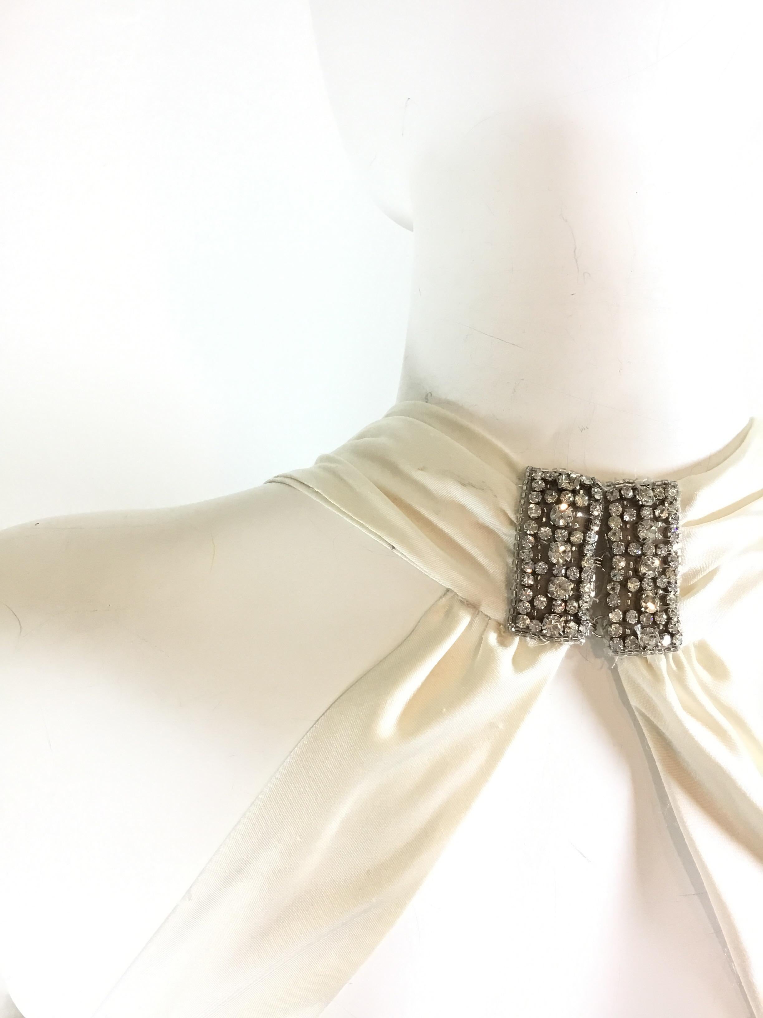 2006 Chanel Silk Satin Formal Dress with Rhinestones In Excellent Condition For Sale In Carmel, CA