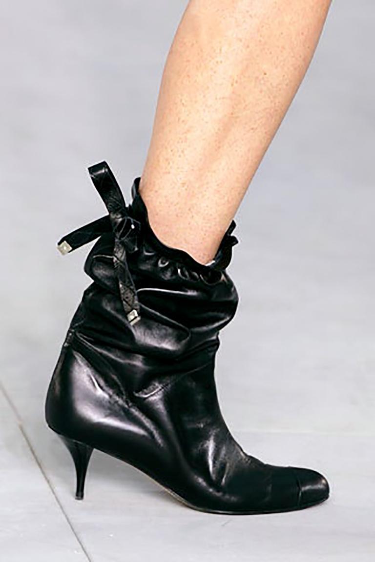 Black 2006 Chanel Spring Collection Leather Boots For Sale