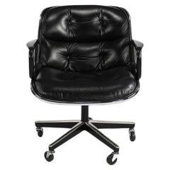2006 Charles Pollock for Knoll Executive Desk Chair in Leather w/ Manual Lift