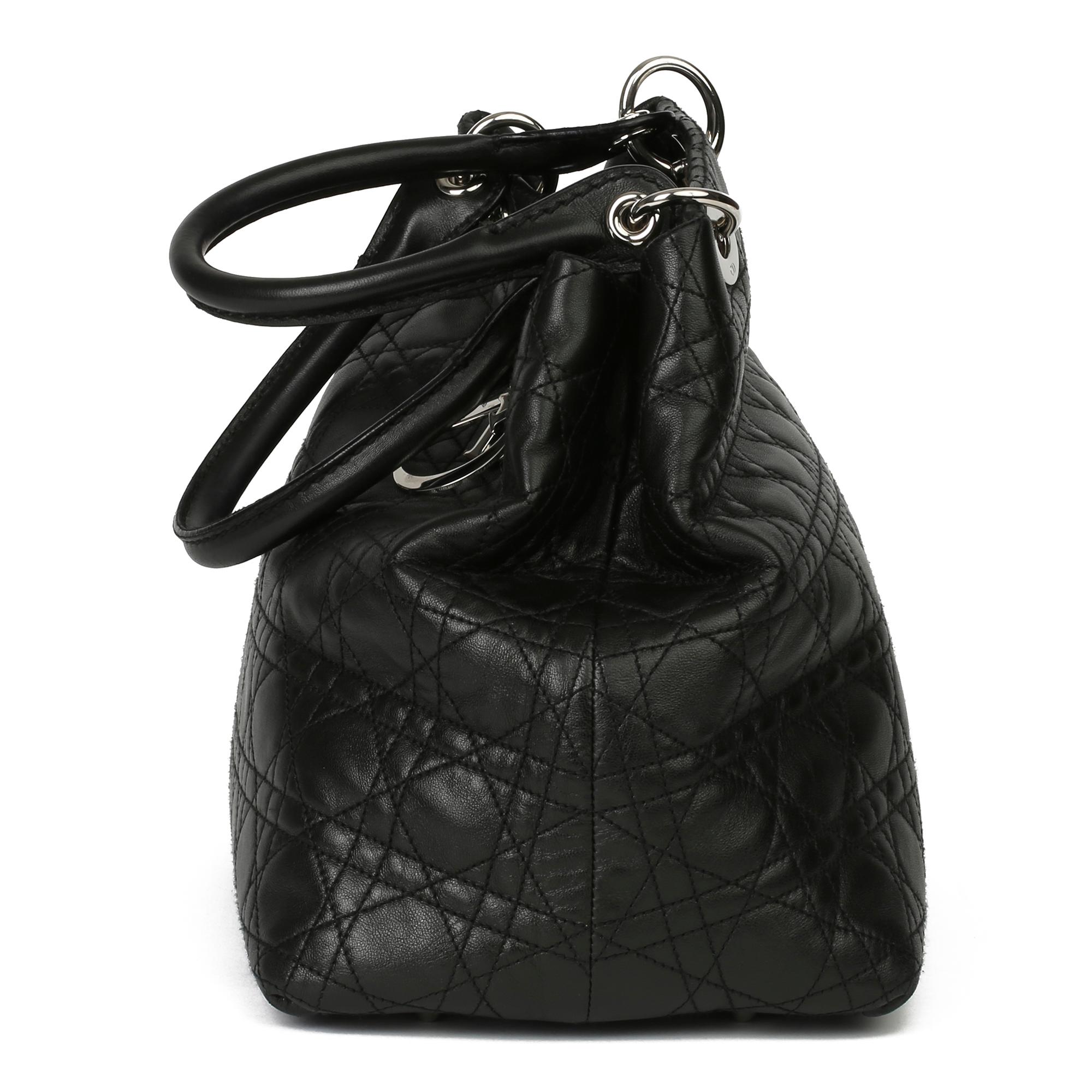 2006 Christian Dior Schwarzes gestepptes Lammfell Leder Lady Dior Tote im Zustand „Gut“ in Bishop's Stortford, Hertfordshire