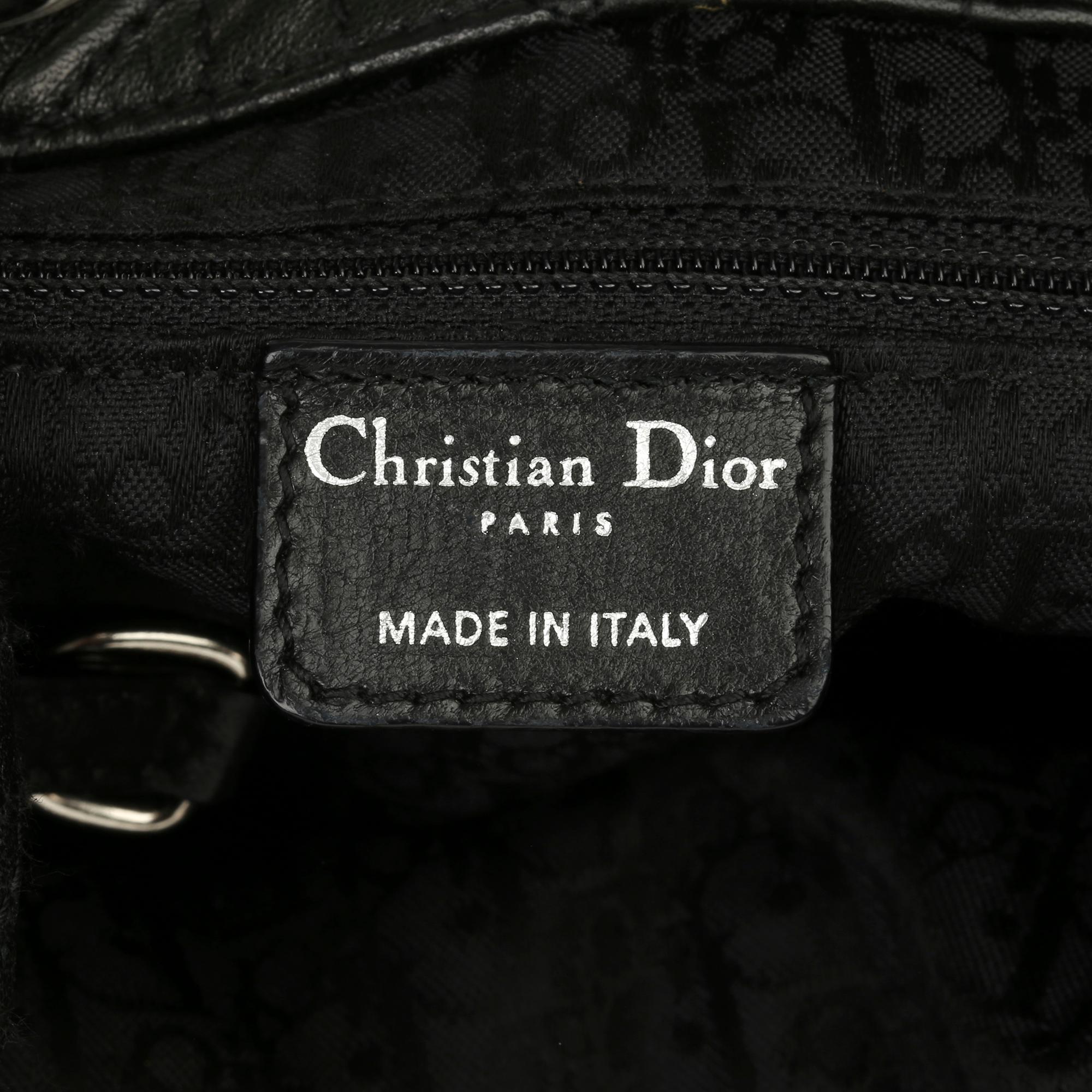 2006 Christian Dior Schwarzes gestepptes Lammfell Leder Lady Dior Tote 4