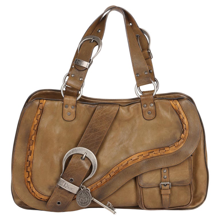 2006 Christian Dior Brown Aged Calfskin Leather Gaucho Double Saddle Bag at  1stDibs