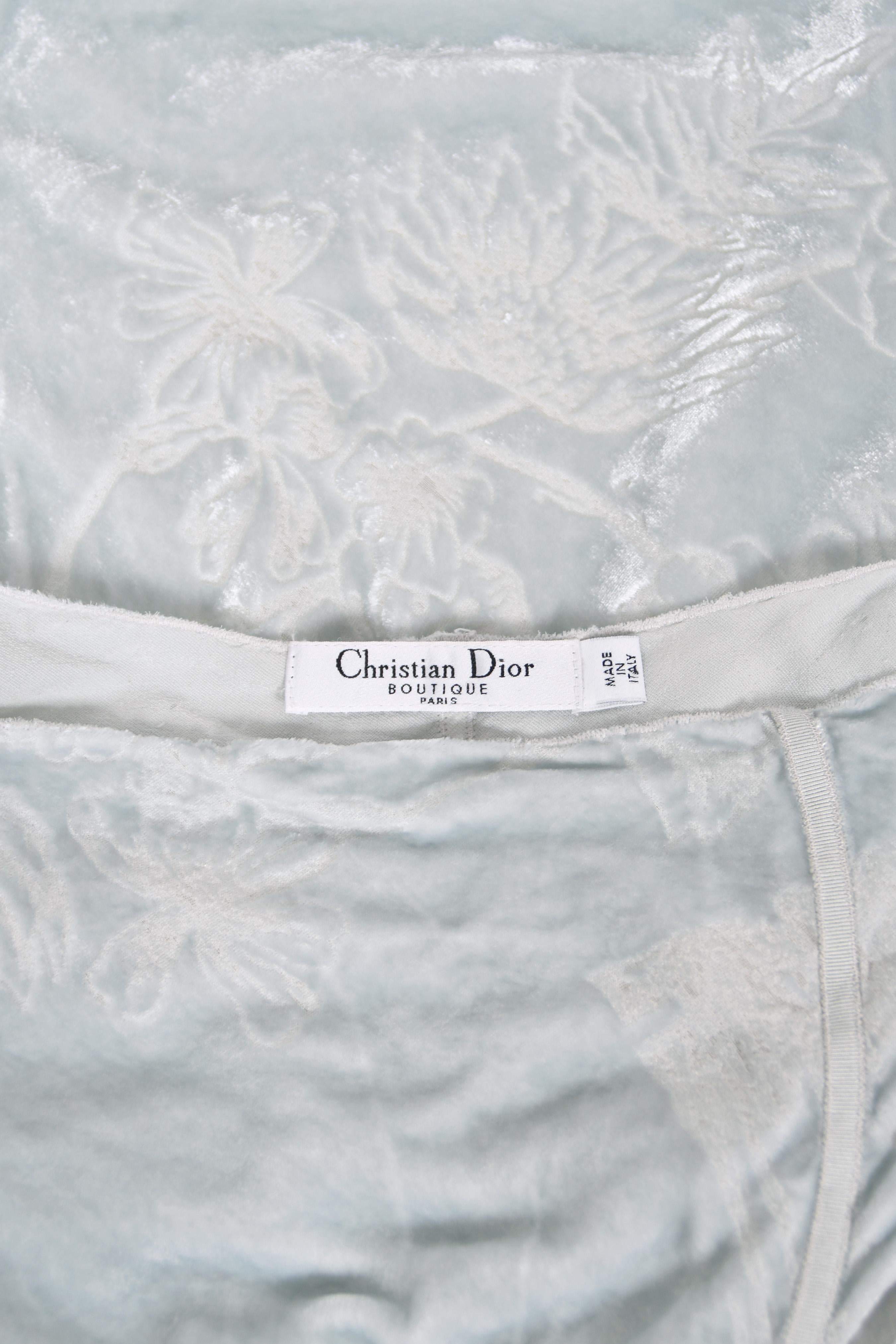 2006 Christian Dior by Galliano Ice Blue Velvet Asymmetric Draped Bias-Cut Gown 14
