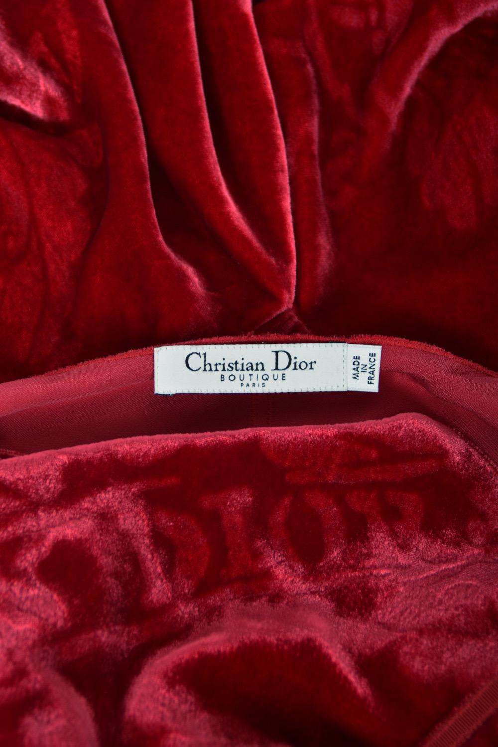 2006 Christian Dior by Galliano Ruby Red Velvet Asymmetric Draped Bias-Cut Gown 16