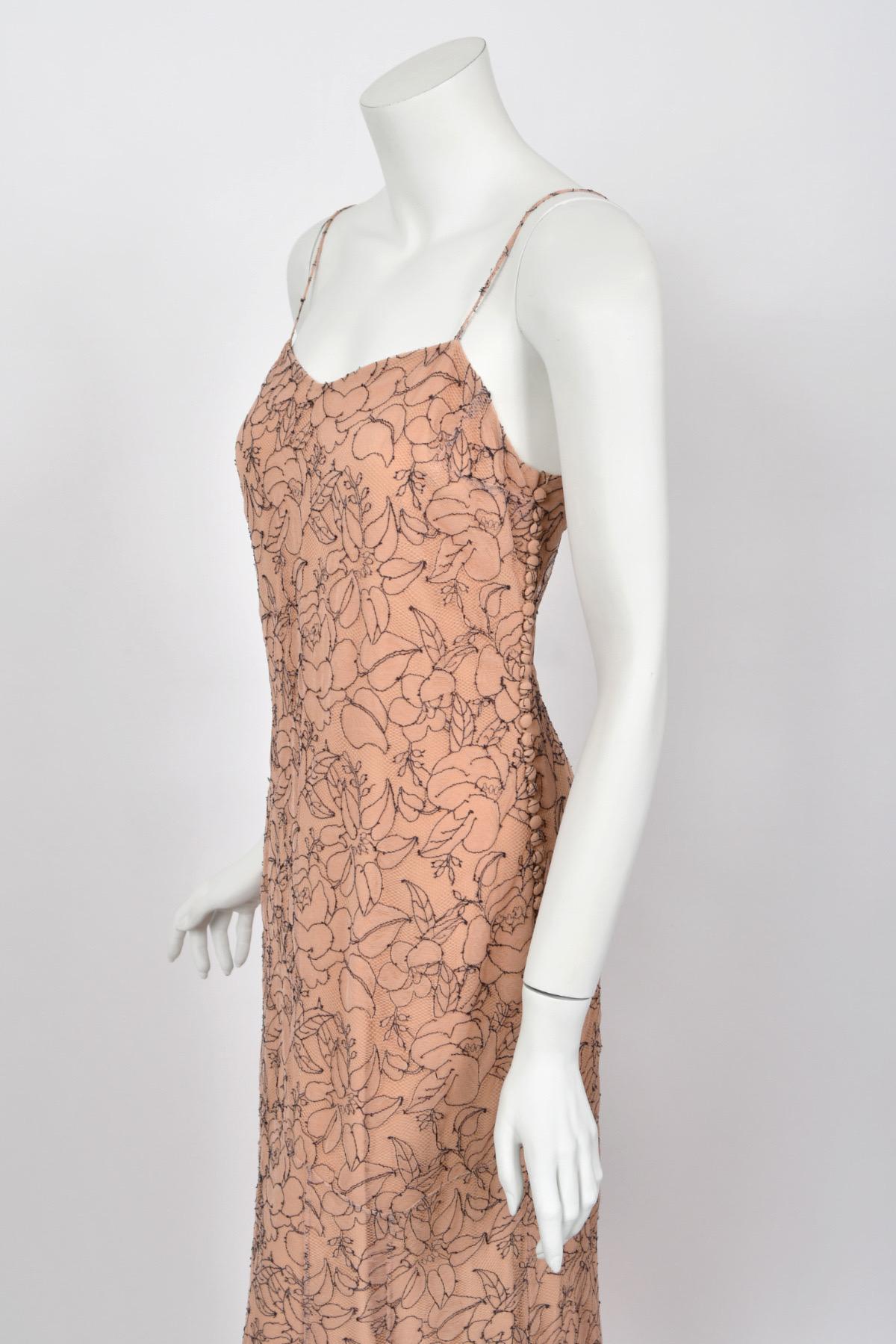 2006 Christian Dior by John Galliano Nude Illusion Lace Trained Lingerie Gown 9