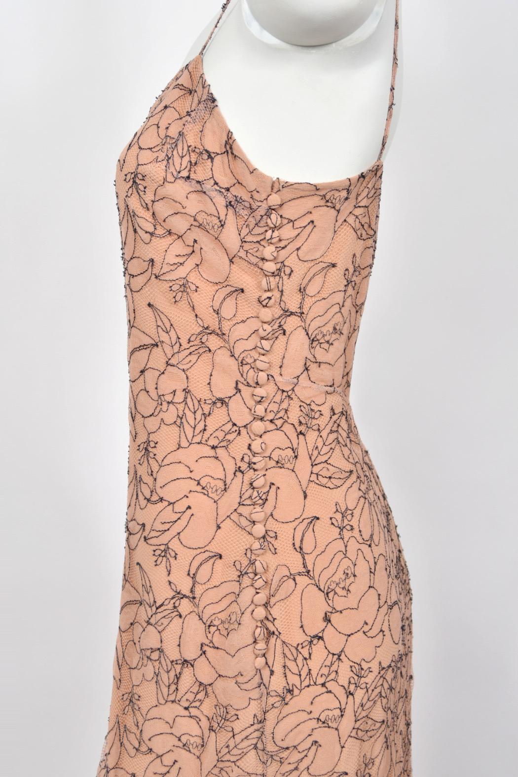 2006 Christian Dior by John Galliano Nude Illusion Lace Trained Lingerie Gown 10