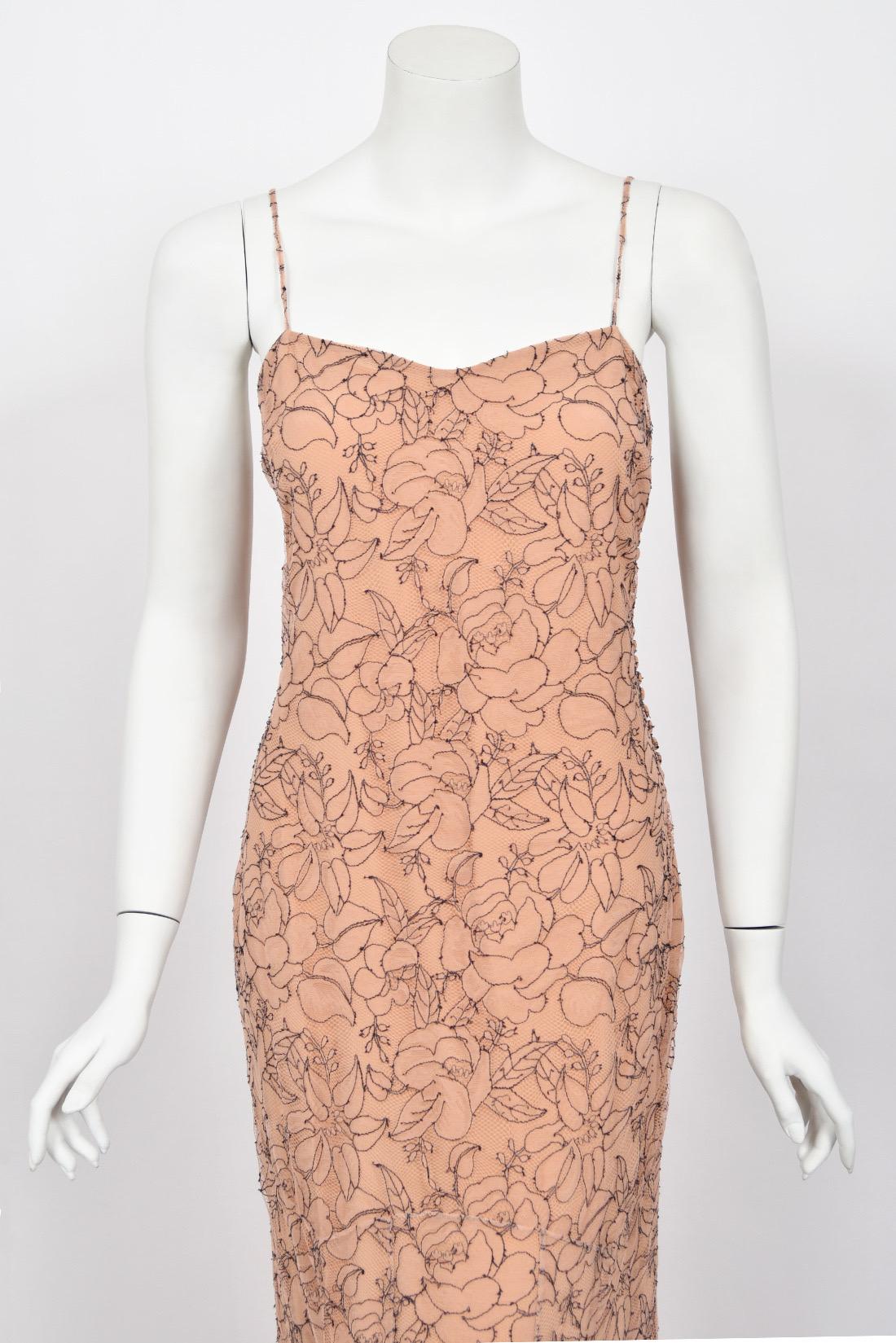 2006 Christian Dior by John Galliano Nude Illusion Lace Trained Lingerie Gown 6