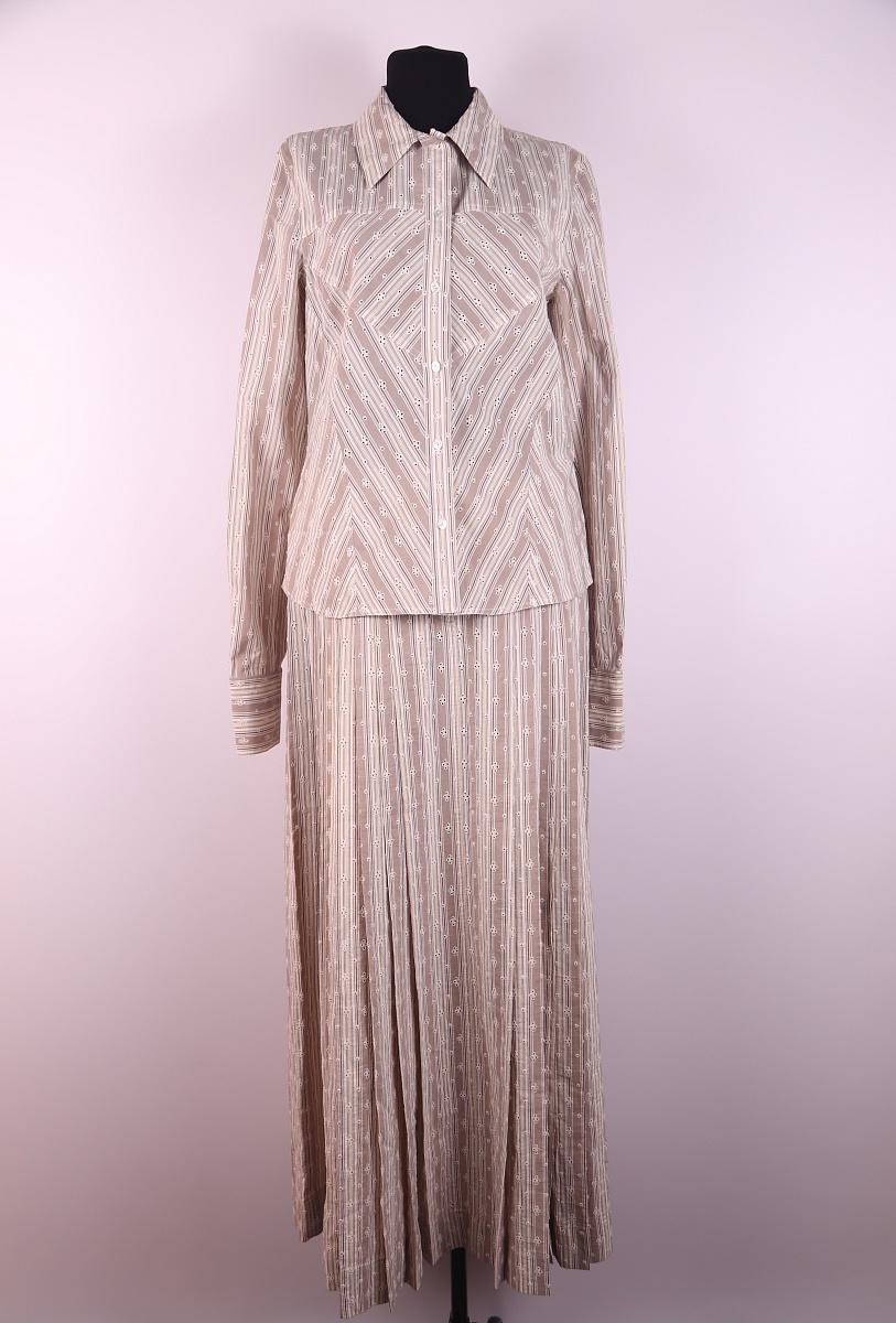 2006 Christian Dior Galliano shirt and skirt cotton silk suit set For Sale 5