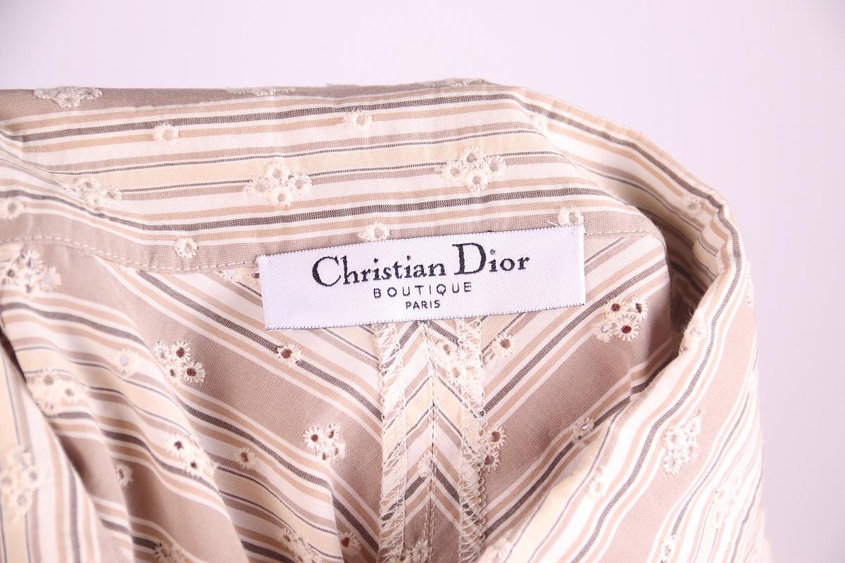 2006 Christian Dior Galliano shirt and skirt cotton silk suit set For Sale 3