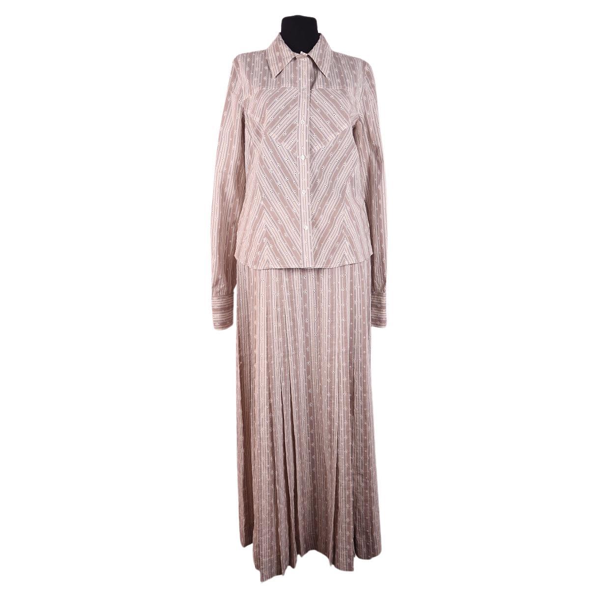 2006 Christian Dior Galliano shirt and skirt cotton silk suit set For Sale