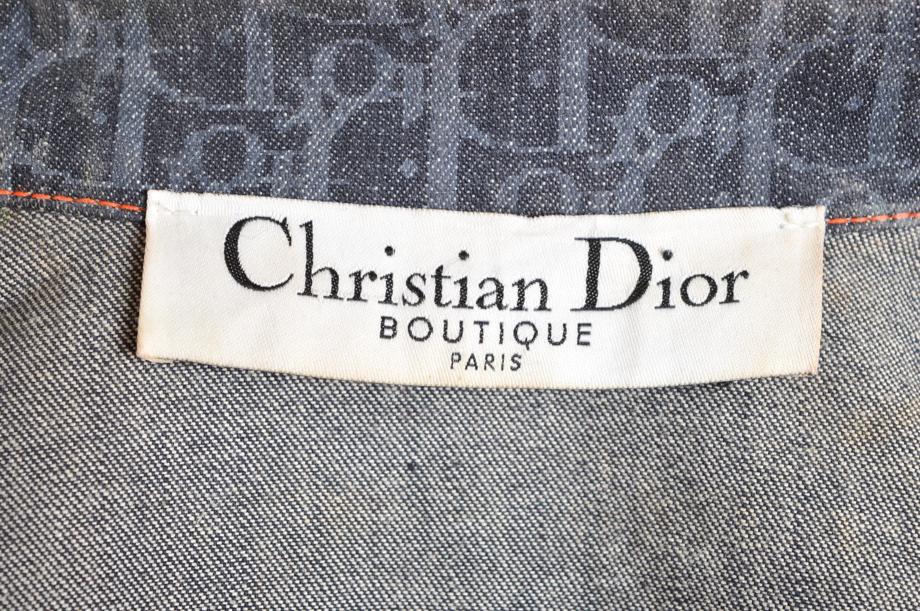 2006 Christian Dior John Galliano Denim Trotter monogram Belted Long Jacket Coat For Sale 7