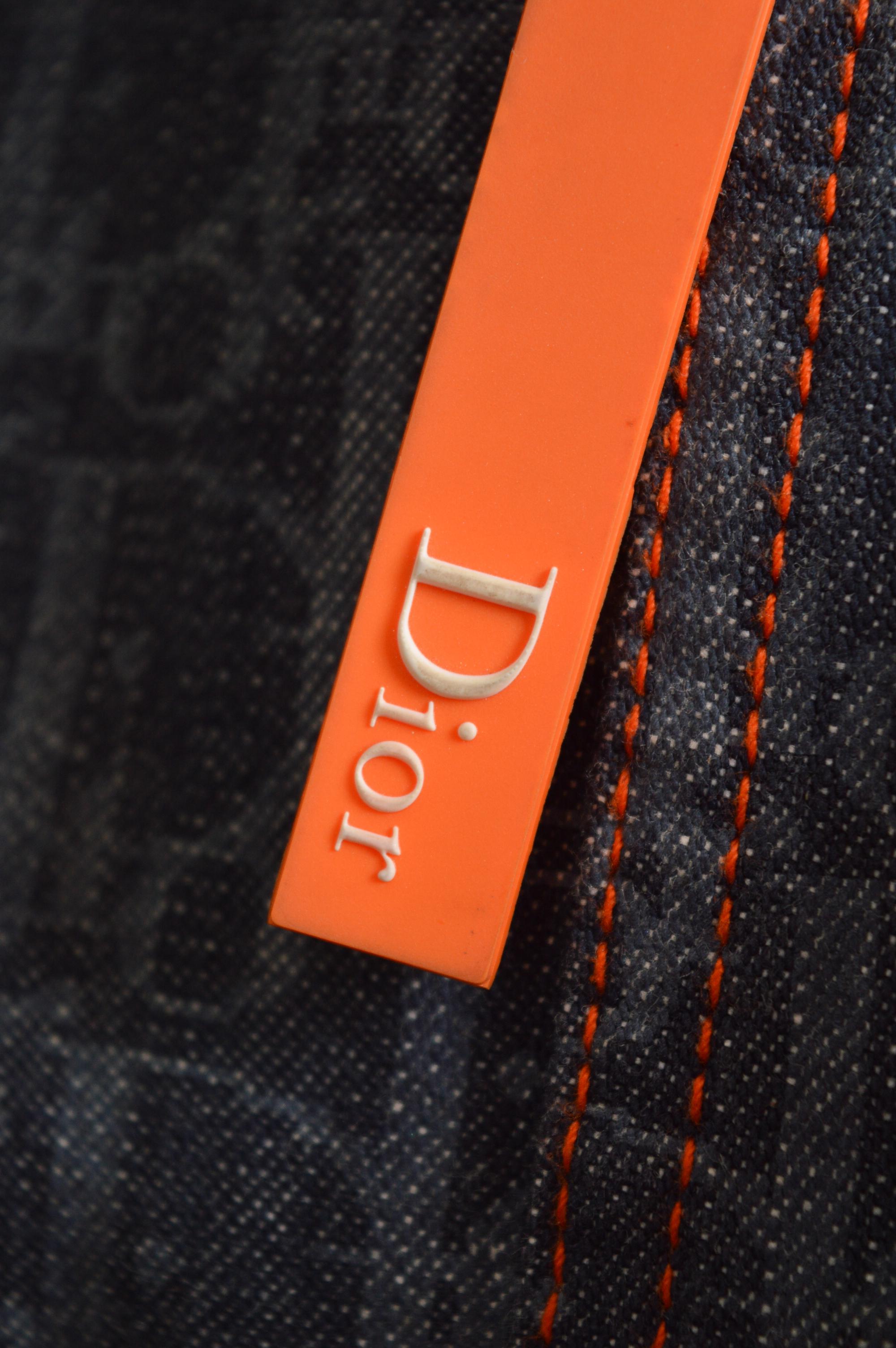 Women's 2006 Christian Dior John Galliano Denim Trotter monogram Belted Long Jacket Coat For Sale